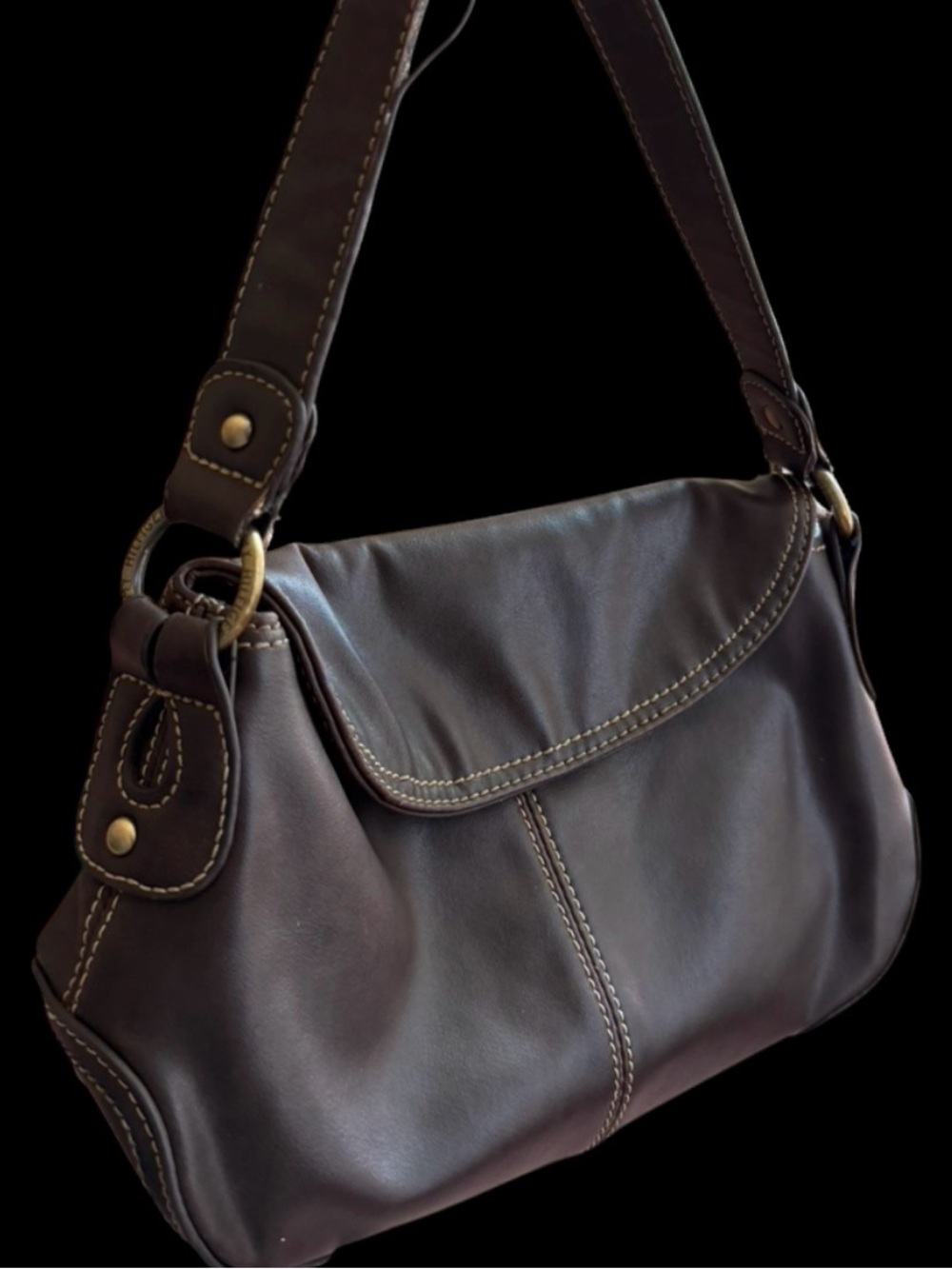 Tommy Hilfiger Classic Brown Leather Shoulder Bag - Everyday Womens Handbag